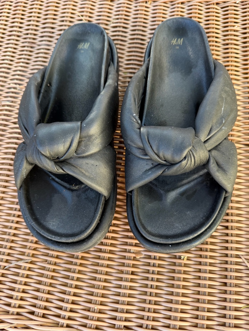 H&M Premium Collection Black Knotted Slide Women